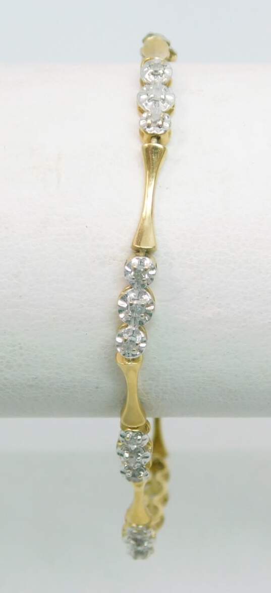 10K Yellow Gold 0.50 CTTW Diamond Tennis Bracelet 5.1g image number 3