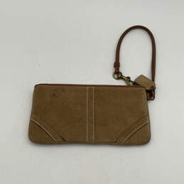 Womens Brown Suede Stitched Charm Zipper Classic Wristlet Wallet alternative image