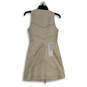NWT Womens Beige Sleeveless Round Neck Front Zip A-Line Dress Size 0 image number 2