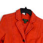 Womens Orange Notch Collar Long Sleeve Button Front Jacket Size Large image number 3