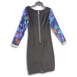NWT Womens Multicolor Floral Long Sleeve Back Zip Sheath Dress Size 8 alternative image