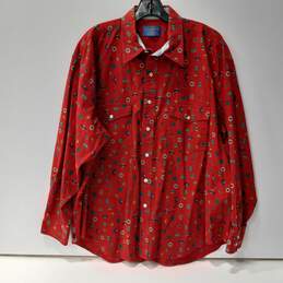 MENS RED PENDLETON LONG SLEEVED BUTTON UP SHIRT SIZE XL