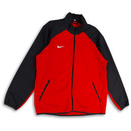 Mens Red Gray Dri-Fit Long Sleeve Pockets Full Zip Athletic Jacket Size XL
