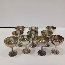 Set of 10 Nickel Silver Colored Goblets In Case alternative image