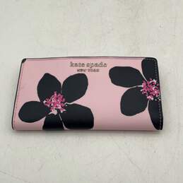 Kate Spade Womens Pink Navy Blue Floral Inner Credit Card Slot Bifold Wallet
