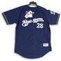 NWT Majestic Mens Navy Blue Gold Milwaukee #28 Genuine Major League Jersey 52 image number 1