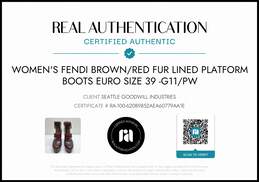 Fendi Women's Brown Red Fur Lined Platform Boots Size 8.5 w/COA alternative image
