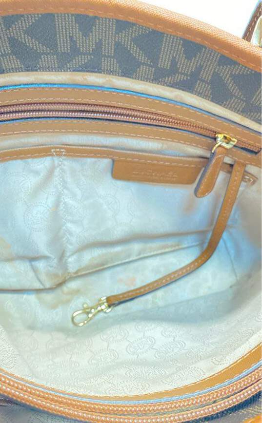 Michael Kors Monogram Signature Pocket Tote Bag Brown image number 5