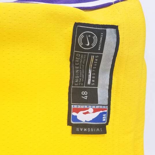 Buy the Nike NBA Men Yellow Lakers Ball #2 Jersey L