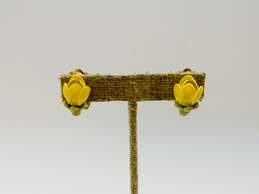 Vintage Coro Yellow Tulip Gold Tone Brooch & Earrings 17.7g alternative image