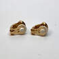 Designer Swarovski Gold-Tone Crystal Cut Stone Clip-On Half Hoop Earrings image number 3