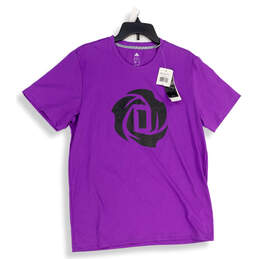 NWT Mens Purple Rose Logo Crew Neck Short Sleeve Pullover T-Shirt Size L