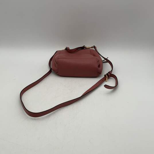 Womens Pink Leather Drawstring Adjustable Strap Inner Pockets Flap Crossbody Bag image number 3