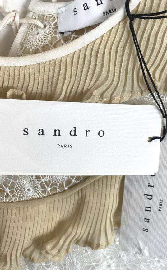 Sandro Women Ivory Lace Pleated Blouse Sz 1 image number 5