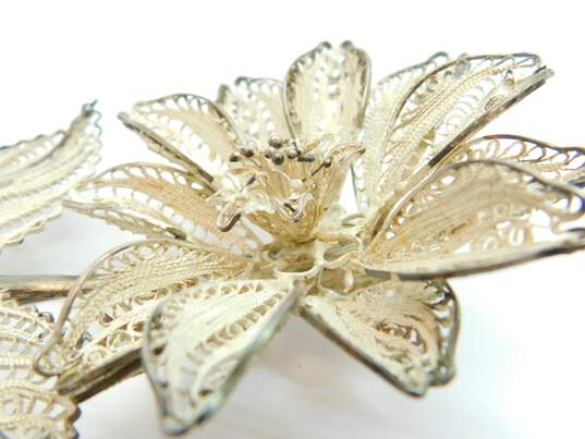 Vintage 925 Spun Filigree Butterfly & Flower Statement Brooches 45.3g image number 12