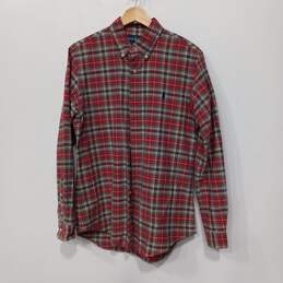 Ralph Lauren Custom Fit Men's Red/Green Plaid Button-Up Shirt Size M