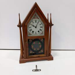Vintage Steeple Floral Pattern Mantle Clock