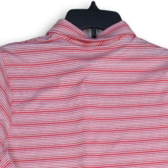 NWT Vineyard Vines Womens Pink White Striped Short Sleeve Polo Shirt Size L image number 4