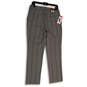 NWT Womens Gray Black Plaid Flat Front Slash Pockets Dress Pants Size Medium image number 2