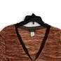 Womens Orange Pink Scalloped Hem Long Sleeve Cropped Cardigan Sweater Sz XL image number 1