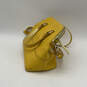 Womens Yellow Leather Inner Pockets Studded Adjustable Strap Crossbody Bag image number 4