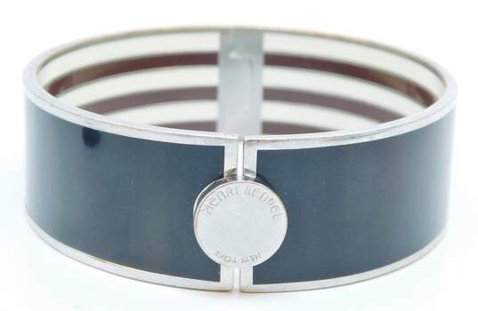 Henri Bendel Designer Black Enamel Bangle Bracelet with Ring image number 2