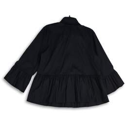Black Label Womens Black Spread Collar Long Sleeve Peplum Blouse Top Size L alternative image