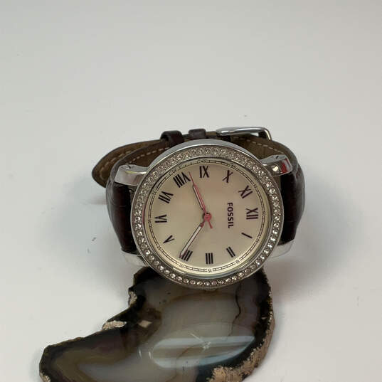Buy the Designer Fossil Emma ES3118 Brown Rhinestones Adjustable Analog  Wristwatch