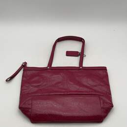 Coach Womens Pink Leather Double Handle Logo Charm Zipper Tote Bag Purse alternative image