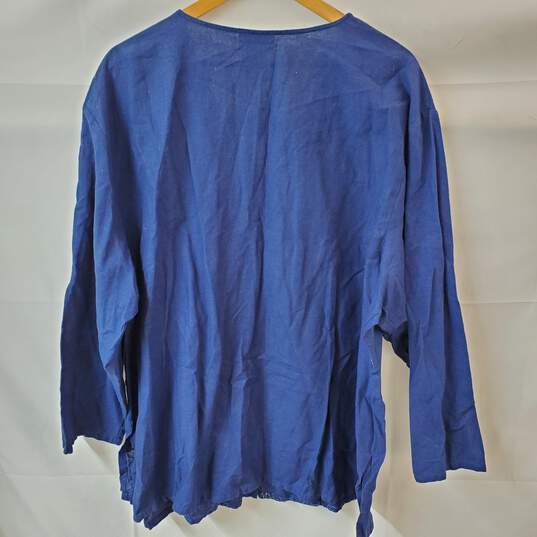 Vintage Componix Women's Blue Floral Linen Shirt in Size 3x image number 4