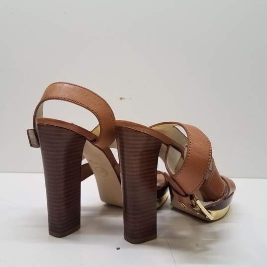 Michael Kors Calder Leather Platform Heels Tan 8 image number 4