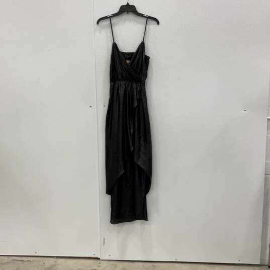 NWT Express Womens Black Sleeveless Sparkly Surplice Neck Sheath Dress Size S image number 1