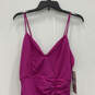 NWT Womens Pink Ruched V-Neck Spaghetti Strap Bodycon Dress Size Large image number 3