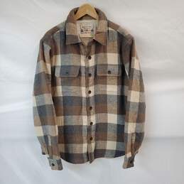 FAHERTY High Pile Fleece Shirt Jacket Plaid Cpo In Western Prairie Buffalo Men's Size L NWT