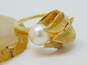 Vintage 14K Yellow Gold Cultured Pearl Leaf Ring 5.2g image number 2
