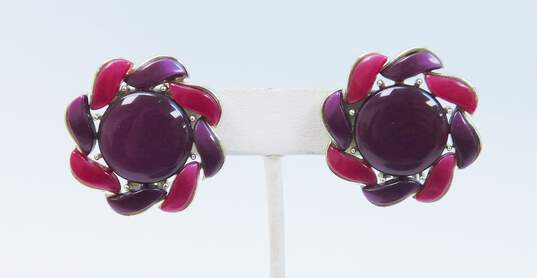 Vintage Lisner Mauve & Purple Thermoset Lucite Clip-On Earrings 37.6g image number 2