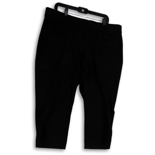 Womens Black Flat Front Pockets Regular Fit Straight Leg Capri Pants Sz 16 image number 1