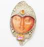 Sajen 925 Orange Cats Eye Carved Goddess Moon Face & Faceted Mystic Quartz Granulated Spirals Statement Pendant Brooch 46.5g image number 1