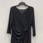 Womens Black V-Neck Long Sleeve Side Drap Back Zip Sheath Dress Size 14 image number 1