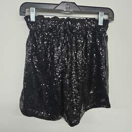Black Sequin Shorts With Drawstring alternative image