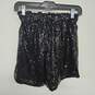 Black Sequin Shorts With Drawstring image number 2