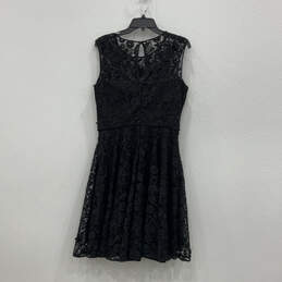 Womens Black Floral Lace Sleeveless Round Neck Mini Dress Size 10 alternative image