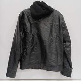 Mens Black Leather Long Sleeve Pockets Full Zip Motorcycle Jacket Size Medium alternative image