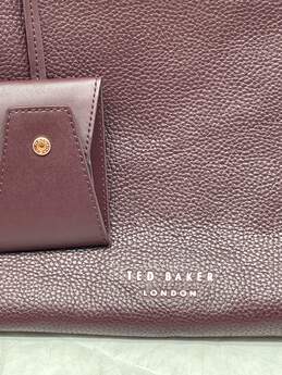Womens Burgundy Leather Bag Charm Double Handles Tote Bag W-0531482-E alternative image