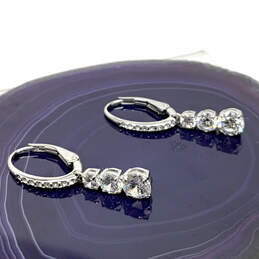 Designer Swarovski Silver-Tone Attract Trilogy CZ Stone Hoop Earrings alternative image