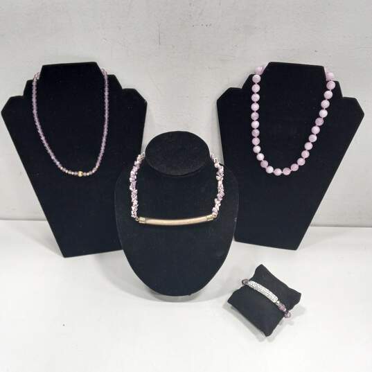 Lovely Lilac Costume Jewelry Assorted 4pc Lot image number 1