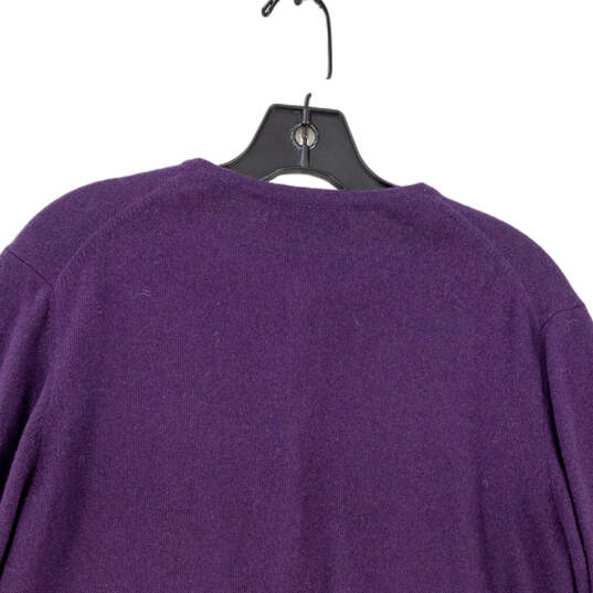 Womens Purple Long Sleeve Crew Neck Knitted Cardigan Sweater Size Medium image number 4
