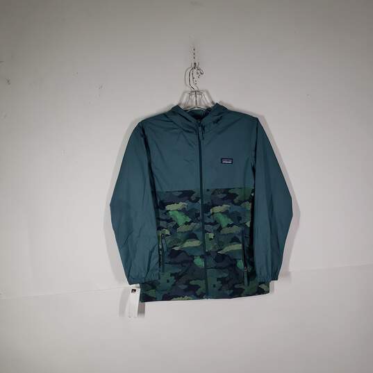 Boys Camouflage Long Sleeve Hooded Full-Zip Windbreaker Jacket Size Large image number 1