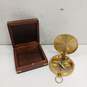 Gold Tone Compass w/Wooden Box image number 1