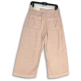 NWT Womens Pink Flat Front Slash Pocket Wide-Leg Drawstring Cropped Pants Size 8 alternative image